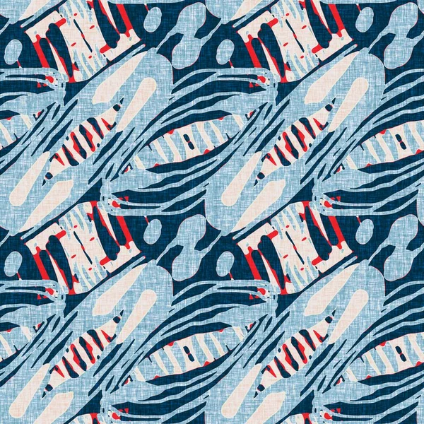 Griglia chiazzata blu indaco controlla il modello nautico senza cuciture. Moderna linea marina irregolare stampa geometrica marinaio. Stile tessile classico in tessuto nantucket. Arredamento marittimo estivo. Stampa moda maschile — Foto Stock