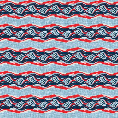 İndigo mavisi yatay kırık çizgili, denizdeki pürüzsüz desen. Modern deniz hattı çizgili denizci baskısı. Klasik Nantucket kumaş tarzı. Yaz deniz dekoru. Hazırsı erkeksi moda baskısı.