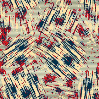 Klasik deniz mavisi, kırmızı, sarı, dikişsiz doku. Modern retro-yüzme modadan izler giyer. Memphis tarzı maskülen grunge soyut arka plan. Yüksek kaliteli jpg kumaşı.