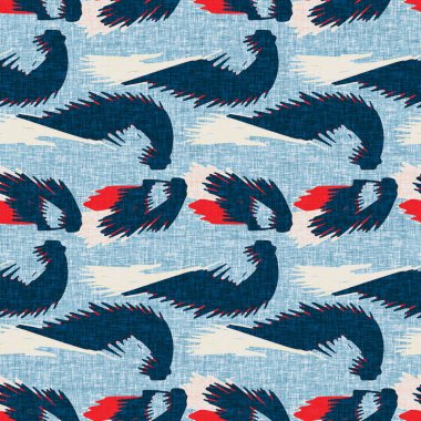 İndigo mavisi yatay kırık çizgili, denizdeki pürüzsüz desen. Modern deniz hattı çizgili denizci baskısı. Klasik Nantucket kumaş tarzı. Yaz deniz dekoru. Hazırsı erkeksi moda baskısı.