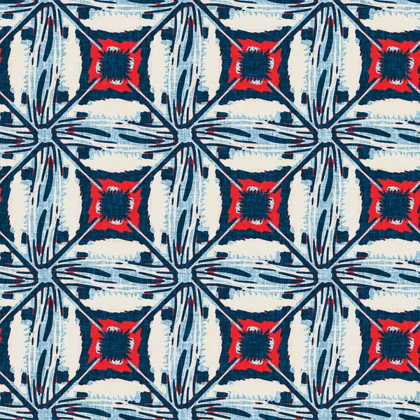 Indigo μπλε κηλίδες πλέγμα ελέγχου ναυτική αδιάλειπτη μοτίβο. Σύγχρονη παράτυπη θαλάσσια γραμμή γεωμετρικό ναυτικό αποτύπωμα. Κλασσικό υφασμάτινο ναντάκετ στυλ. Καλοκαιρινή διακόσμηση. Τύπωμα μόδας Masculine — Φωτογραφία Αρχείου