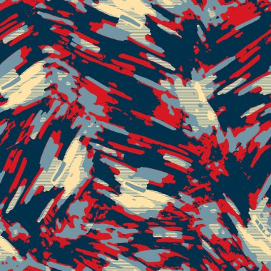 Klasik deniz mavisi, kırmızı, sarı, dikişsiz doku. Modern retro-yüzme modadan izler giyer. Memphis tarzı maskülen grunge soyut arka plan. Yüksek kaliteli jpg kumaşı.