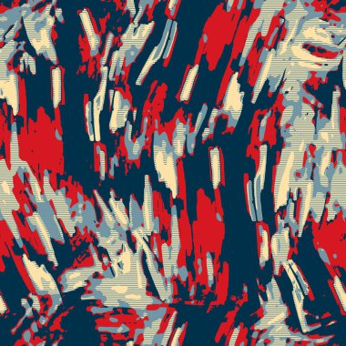 Klasik deniz mavisi, kırmızı, sarı, dikişsiz doku. Modern retro-yüzme modadan izler giyer. Memphis tarzı maskülen grunge soyut arka plan. Yüksek kaliteli jpg kumaşı.