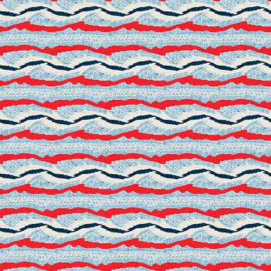 İndigo mavisi yatay kırık çizgili, denizdeki pürüzsüz desen. Modern deniz hattı çizgili denizci baskısı. Klasik Nantucket kumaş tarzı. Yaz deniz dekoru. Hazırsı erkeksi moda baskısı.