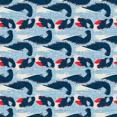 İndigo mavisi yatay kırık çizgili, denizdeki pürüzsüz desen. Modern deniz hattı çizgili denizci baskısı. Klasik Nantucket kumaş tarzı. Yaz deniz dekoru. Hazırsı erkeksi moda baskısı.