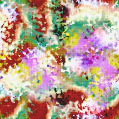 Dağınık yaz kravatlı batik plaj desenli. Kusursuz renkli lekeli uzay boyalı efekt modayı. Yumuşak döşenmiş arka plan yıkanmış. 