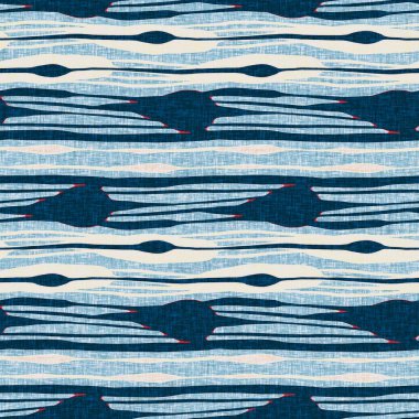 İndigo mavisi yatay kırık çizgili, denizdeki pürüzsüz desen. Modern deniz hattı çizgili denizci baskısı. Klasik Nantucket kumaş tarzı. Yaz deniz dekoru. Hazırsı erkeksi moda baskısı.