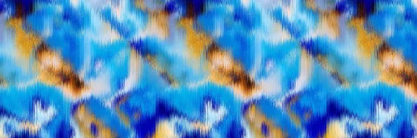 Oceano azul manchado borda tira tecido de linho textura fundo. Verão estilo de vida costeira ondulado efeito tecido de água. Azure blu lavar sangrar material borda. Têxtil decorativo sem costura padrão fita guarnição. — Fotografia de Stock