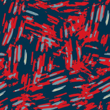 Klasik deniz mavisi, kırmızı, sarı, dikişsiz doku. Modern retro-yüzme modadan izler giyer. Memphis tarzı maskülen grunge soyut arka plan. Yüksek kaliteli jpg kumaşı.