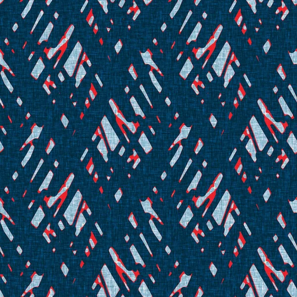 Indigo azul moteado rejilla comprobar patrón sin costura náutica. Línea marina irregular moderna estampado marinero geométrico. Estilo textil clásico de tela de nantucket. Decoración marítima de verano. Moda masculina print — Foto de Stock