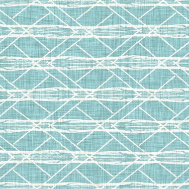 Ege deniz mavisi çizgili desenli keten desenli arka plan. Yazlık yaşam tarzı ev dekorasyonu efekti. Deniz yeşili yıkama grunge dalga çizgisi bulanık. Dekoratif tekstil dikişsiz desen