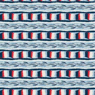 İndigo mavisi yatay kırık çizgili, denizdeki pürüzsüz desen. Modern deniz hattı çizgili denizci baskısı. Klasik Nantucket kumaş tarzı. Yaz deniz dekoru. Hazırsı erkeksi moda baskısı.