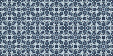 İndigo mavisi, kırmızı, batik, jeo, denizcilik, kusursuz sınır deseni. Modern marin geometrik kaleydoskop pankartı. Nantucket kumaş tarzı. Yaz kırsal erkeksi aşınmış keten etkisi kenar bandı 