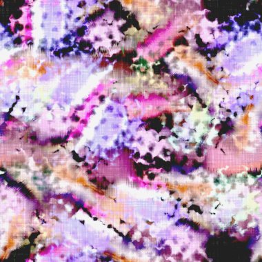 Dağınık yaz kravatlı batik plaj desenli. Kusursuz renkli lekeli uzay boyalı efekt modayı. Yumuşak döşenmiş arka plan yıkanmış. 