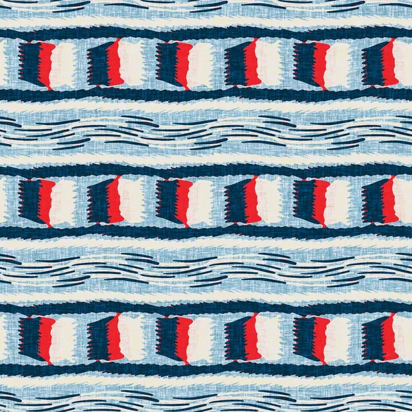 Indigo modrý horizontální zlomený pruh námořní bezešvé vzor. Moderní námořní linka pruhovaný námořnický tisk. Klasický nantucketový textilní styl. Letní námořní výzdoba. Pikantní mužský módní tisk — Stock fotografie