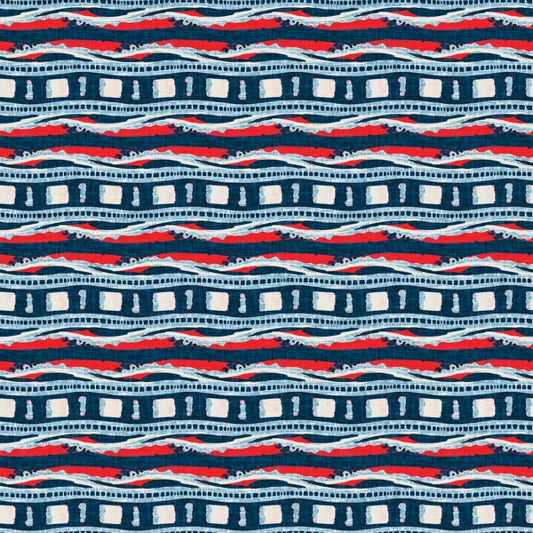 İndigo mavisi yatay kırık çizgili, denizdeki pürüzsüz desen. Modern deniz hattı çizgili denizci baskısı. Klasik Nantucket kumaş tarzı. Yaz deniz dekoru. Hazırsı erkeksi moda baskısı.