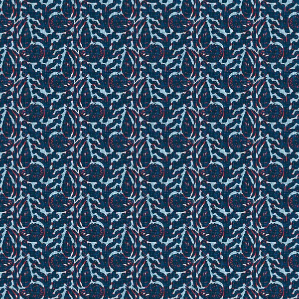 Indigo blauw gevlekt raster check nautisch naadloos patroon. Moderne onregelmatige marine lijn geometrische matroos print. Klassieke nantucket stof textiel stijl. Zomerse maritieme inrichting. Mannelijke mode print — Stockfoto
