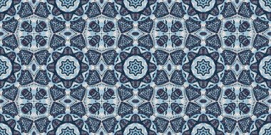 İndigo mavisi, kırmızı, batik, jeo, denizcilik, kusursuz sınır deseni. Modern marin geometrik kaleydoskop pankartı. Nantucket kumaş tarzı. Yaz kırsal erkeksi aşınmış keten etkisi kenar bandı 