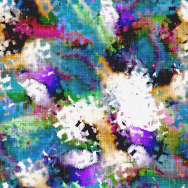 Dağınık yaz kravatlı batik plaj desenli. Kusursuz renkli lekeli uzay boyalı efekt modayı. Yumuşak döşenmiş arka plan yıkanmış. 