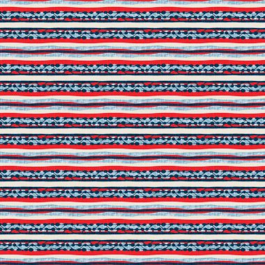 İndigo mavisi yatay kırık çizgili, denizdeki pürüzsüz desen. Modern deniz hattı çizgili denizci baskısı. Klasik Nantucket kumaş tarzı. Yaz deniz dekoru. Hazırsı erkeksi moda baskısı.