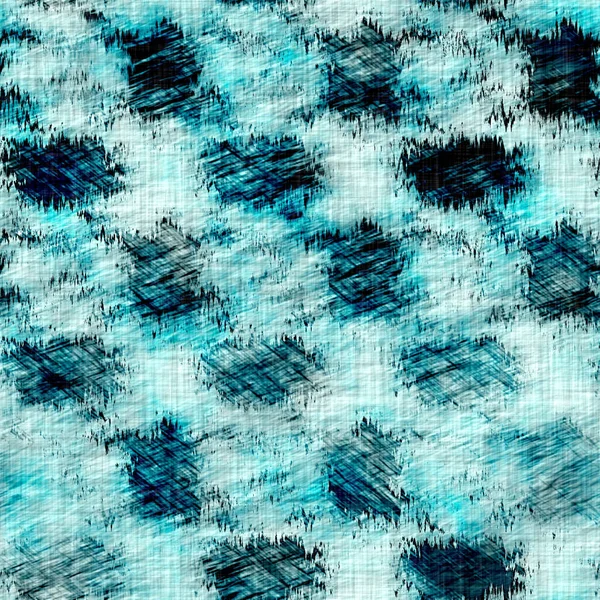 Teal blue grunge dyed bleed wash mottled linen print pattern. Modern rustic distressed textile effect background in nautical maritime style. Masculine tie dye worn home decor fashion geometric design — Stock Photo, Image