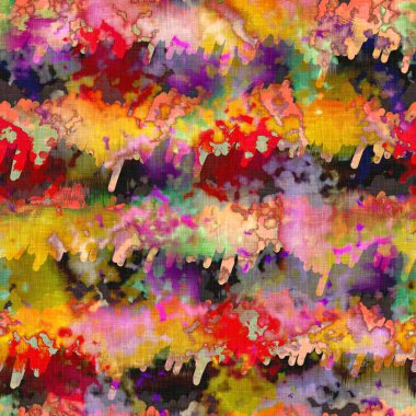 Dağınık yaz kravatlı batik plaj desenli. Kusursuz renkli lekeli uzay boyalı efekt modayı. Yumuşak döşenmiş arka plan yıkanmış. 