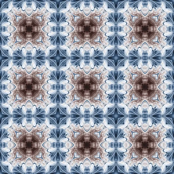 Dark indigo blue white bandanna style tye dye print pattern. Seamless ethnic silk home decor design with masculine colour tile. For modern vintage cushion, pillow and bohemian fashion repeat print. — ストック写真