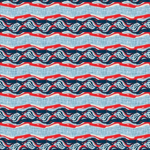 İndigo mavisi yatay kırık çizgili, denizdeki pürüzsüz desen. Modern deniz hattı çizgili denizci baskısı. Klasik Nantucket kumaş tarzı. Yaz deniz dekoru. Hazırsı erkeksi moda baskısı.