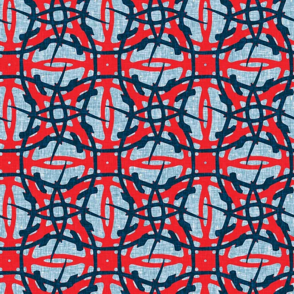 Indigo azul moteado rejilla comprobar patrón sin costura náutica. Línea marina irregular moderna estampado marinero geométrico. Estilo textil clásico de tela de nantucket. Decoración marítima de verano. Moda masculina print — Foto de Stock