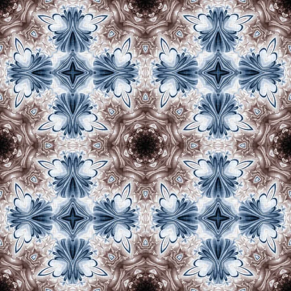 Dark indigo blue white bandanna style tye dye print pattern. Seamless ethnic silk home decor design with masculine colour tile. For modern vintage cushion, pillow and bohemian fashion repeat print. — Stock Photo, Image