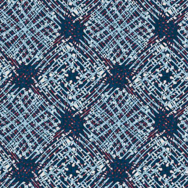 İndigo mavisi noktalı şebeke, denizdeki kusursuz şablonu kontrol et. Modern düzensiz deniz çizgisi geometrik denizci baskısı. Klasik Nantucket kumaş tarzı. Yaz deniz dekoru. Erkeksi moda baskısı