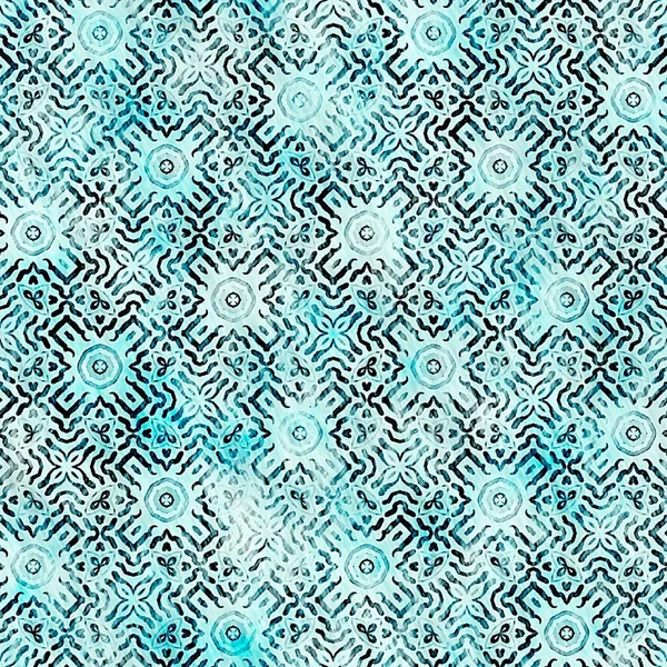 Aegean Teal green grunge wash linen print pattern. Modern rustic nantucket distressed fabric textile effect background in nautical maritime style. Tie dye worn home decor fashion geometric design — Photo