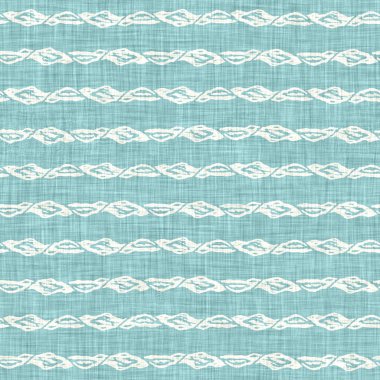 Ege deniz mavisi çizgili desenli keten desenli arka plan. Yazlık yaşam tarzı ev dekorasyonu efekti. Deniz yeşili yıkama grunge dalga çizgisi bulanık. Dekoratif tekstil dikişsiz desen