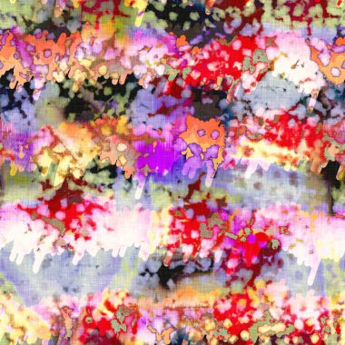 Dağınık yaz kravatlı batik plaj desenli. Kusursuz renkli lekeli uzay boyalı efekt modayı. Yumuşak döşenmiş arka plan yıkanmış. 