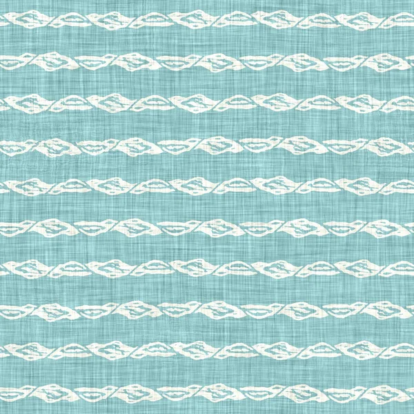 Aegean teal liner stripe patterned linen texture background. Summer coastal living style home decor fabric effect. Sea green wash grunge wave line blur material. Decorative textile seamless pattern — Stock Photo, Image