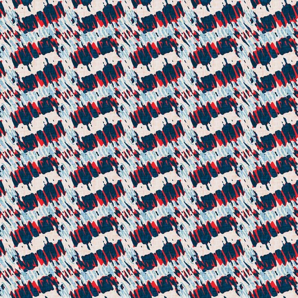 Indigo modrá skvrnitá mřížka zkontrolovat námořní bezešvé vzor. Moderní nepravidelný námořní linka geometrický námořník tisk. Klasický nantucketový textilní styl. Letní námořní výzdoba. Mužský módní tisk — Stock fotografie
