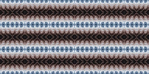 Dark indigo blu bandanna style tie dye border pattern. Seamless vintage ethnic silk home decor edging ribbon design. Masculine tape band. For modern vintage scarf and fashion decoration. — Stock Photo, Image