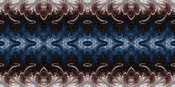 Mörk indigo blu bandanna stil slips färgämne gräns mönster. Sömlös vintage etniskt silke heminredning kantband design. Ett maskulint band. För modern vintage scarf och mode dekoration. — Stockfoto
