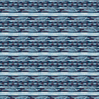 İndigo mavisi yatay kırık çizgili, denizdeki pürüzsüz desen. Modern deniz hattı çizgili denizci baskısı. Klasik Nantucket kumaş tarzı. Yaz deniz dekoru. Hazırsı erkeksi moda baskısı.