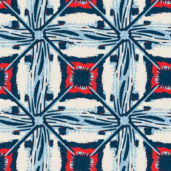 Indigó kék foltos rács ellenőrizze a tengerészeti zökkenőmentes mintát. Modern szabálytalan tengeri vonal geometrikus tengerész nyomtatás. Klasszikus nantucket szövet textil stílus. Nyári tengeri dekoráció. Férfi divat nyomtatás — Stock Fotó