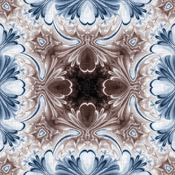 Donker indigo blauwe bandana stijl das kleurstof print patroon. Naadloze etnische zijde home decor design met een mannelijke kleur tegel. Voor moderne vintage kussen, kussen en boho mode herhaling print. — Stockfoto