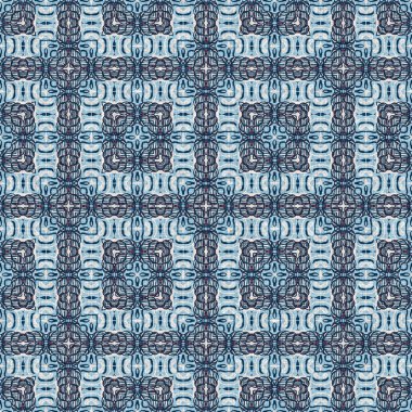 İndigo mavisi, kırmızı, batik, jeo, denizcilik, kusursuz desen. Modern marin geometrik kaleydoskop denizci baskısı. Nantucket kumaş tarzı. Yaz kırsal erkeksi aşınmış keten efekti deniz dekoru. 