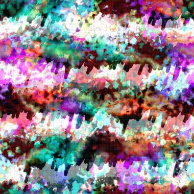 Dağınık yaz kravatlı batik plaj desenli. Kusursuz renkli lekeli uzay boyalı efekt modayı. Yumuşak döşenmiş arka plan yıkanmış. 