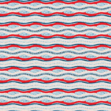 İndigo mavisi yatay kırık çizgili, denizdeki pürüzsüz desen. Modern deniz hattı çizgili denizci baskısı. Klasik Nantucket kumaş tarzı. Yaz deniz dekoru. Hazırsı erkeksi moda baskısı.
