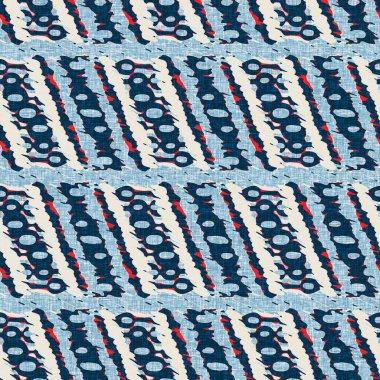 İndigo mavisi yatay kırık çizgili, denizdeki pürüzsüz desen. Modern deniz hattı çizgili denizci baskısı. Klasik Nantucket kumaş tarzı. Yaz deniz dekoru. Hazırsı erkeksi moda baskısı.