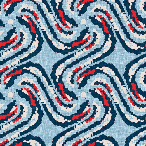 Indigo azul moteado rejilla comprobar patrón sin costura náutica. Línea marina irregular moderna estampado marinero geométrico. Estilo textil clásico de tela de nantucket. Decoración marítima de verano. Moda masculina print — Foto de Stock