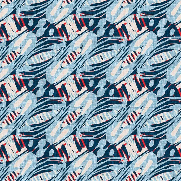 Griglia chiazzata blu indaco controlla il modello nautico senza cuciture. Moderna linea marina irregolare stampa geometrica marinaio. Stile tessile classico in tessuto nantucket. Arredamento marittimo estivo. Stampa moda maschile — Foto Stock
