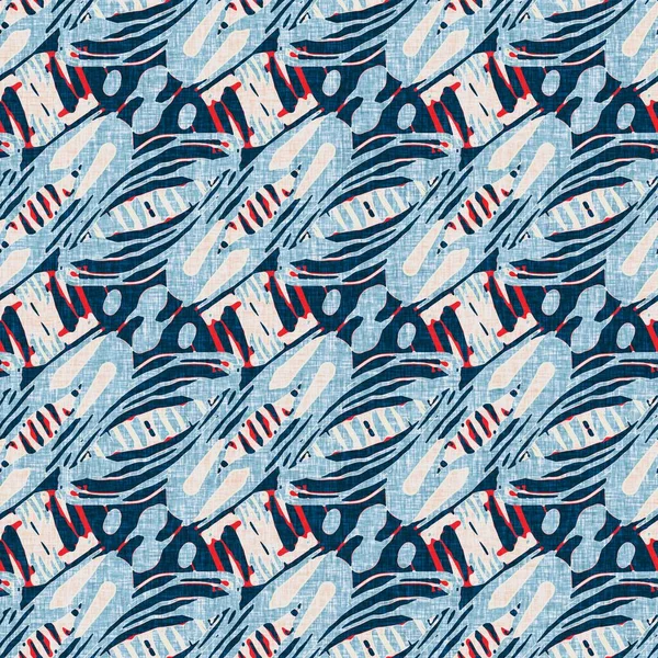 Indigo azul moteado rejilla comprobar patrón sin costura náutica. Línea marina irregular moderna estampado marinero geométrico. Estilo textil clásico de tela de nantucket. Decoración marítima de verano. Moda masculina print — Foto de Stock