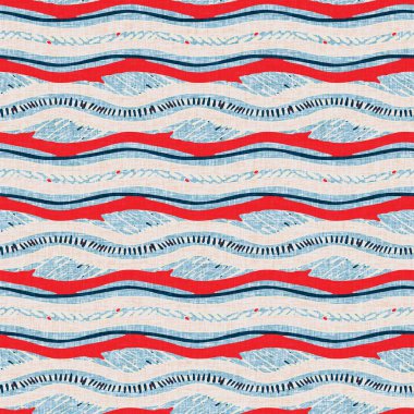 İndigo mavisi yatay kırık çizgili, denizdeki pürüzsüz desen. Modern deniz hattı çizgili denizci baskısı. Klasik Nantucket kumaş tarzı. Yaz deniz dekoru. Hazırsı erkeksi moda baskısı.