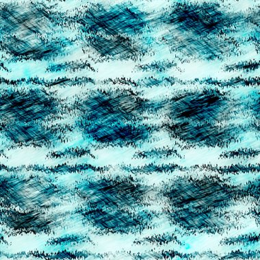 Ege Teal mavisi grunge boyalı kan lekeli keten desenli yıkama. Denizcilik tarzında modern tekstil efektleri. Erkeksi kravat boyası, ev dekorasyonu, çizgili tasarım.